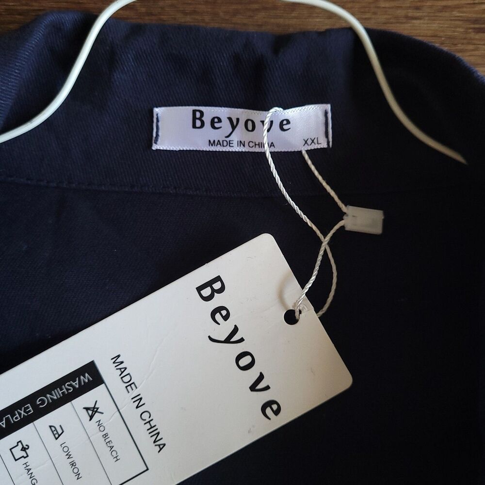 Utility Vest Womens 2XL Beyove Navy Pockets Snap Zip Front Anorak NEW FLAW - Picture 5 of 14